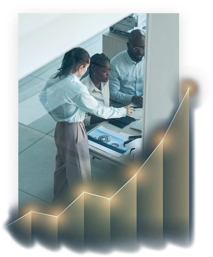 business woman overseeing a computer